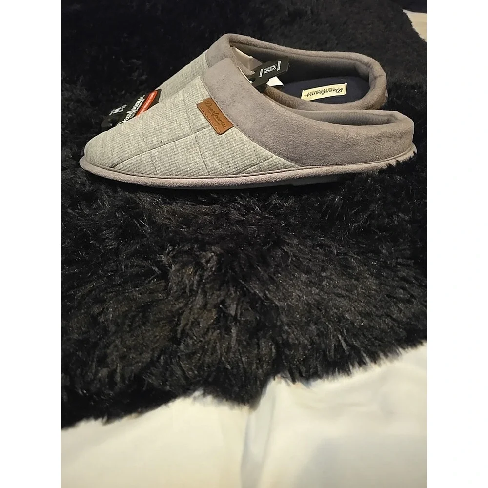 Dearfoams Cozy Comfort Gel Infused Men's Grey Slip-on Knit Clog Slippers:‎  9-10